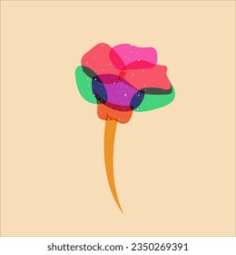 Flower Risograph object, Colorful design with risograph print effect. Vector of riso effect for print or your design asset element. Perfect for your design,texture shape or printing. SHOTLISTretro