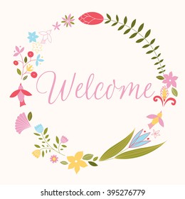Flower romantic card. Vector card.