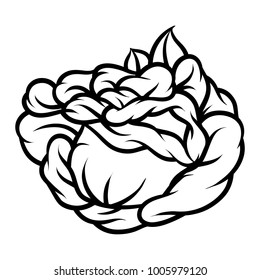 Flower rose, black and white. Isolated on white background. Vector illustration.