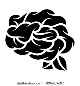 Flower rose, black and white. Isolated on white background. Vector illustration.