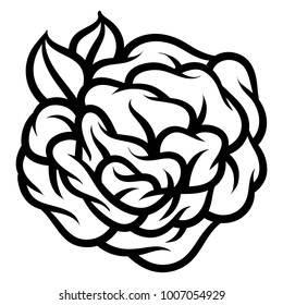 Flower rose, black and white. Isolated on white background. Vector illustration.