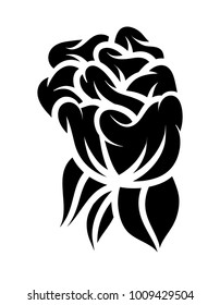 Flower rose, black and white. Isolated on white background. Vector illustration.