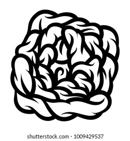 Flower rose, black and white. Isolated on white background. Vector illustration.