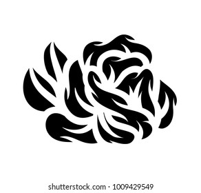 Flower rose, black and white. Isolated on white background. Vector illustration.