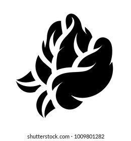 Flower rose, black and white. Isolated on white background. Vector illustration.