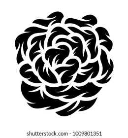 Flower rose, black and white. Isolated on white background. Vector illustration.