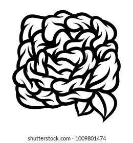 Flower rose, black and white. Isolated on white background. Vector illustration.