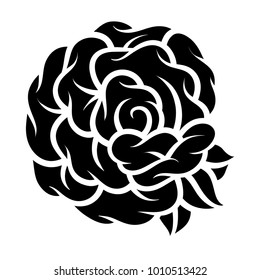 Flower rose, black and white. Isolated on white background. Vector illustration.