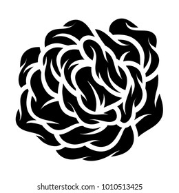 Flower rose, black and white. Isolated on white background. Vector illustration.
