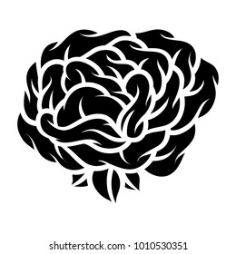 Flower rose, black and white. Isolated on white background. Vector illustration.
