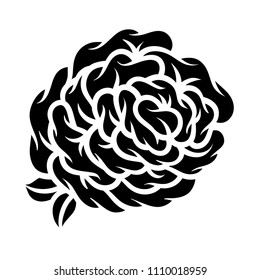 Flower rose, black and white. Isolated on white background. Vector illustration.