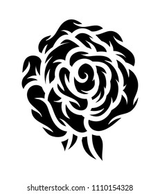 Flower rose, black and white. Isolated on white background. Vector illustration.