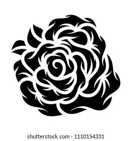 Flower rose, black and white. Isolated on white background. Vector illustration.