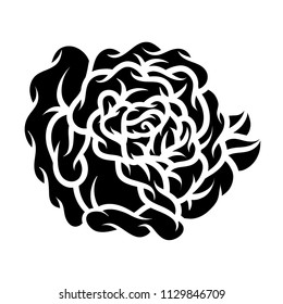 Rosa de flores, blanco y negro. Aislado sobre fondo blanco.