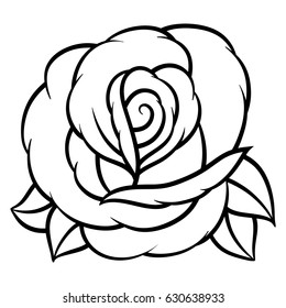 Flower rose, black and white. Isolated on white background. Vector illustration.