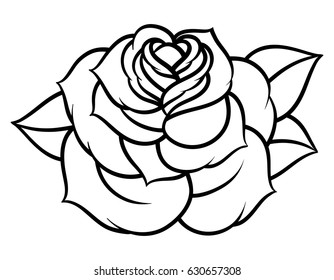 Flower rose, black and white. Isolated on white background. Vector illustration.