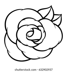 Flower rose, black and white. Isolated on white background. Vector illustration.