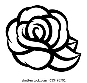 Flower rose, black and white. Isolated on white background. Vector illustration.