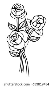 Flower rose, black and white. Isolated on white background. Vector illustration.