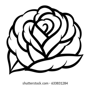 Rosa de flores, blanco y negro. Aislado sobre fondo blanco. Ilustración vectorial.