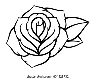 Flower rose, black and white. Isolated on white background. Vector illustration.