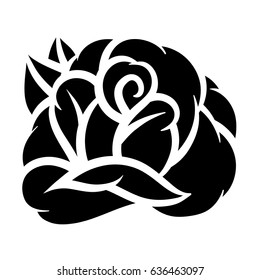 Flower rose, black and white. Isolated on white background. Vector illustration.