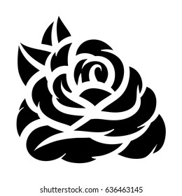 Flower rose, black and white. Isolated on white background. Vector illustration.
