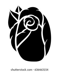 Flower rose, black and white. Isolated on white background. Vector illustration.