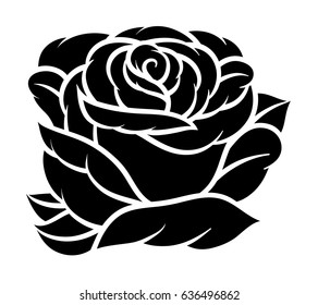 Flower rose, black and white. Isolated on white background. Vector illustration.