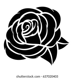 Flower rose, black and white. Isolated on white background. Vector illustration.