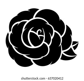Flower rose, black and white. Isolated on white background. Vector illustration.