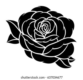 Flor rosa, blanco y negro. Aislado sobre fondo blanco. Ilustración vectorial.