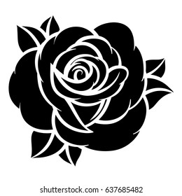 Flower Rose, Black And White. Isolated On White Background. Vector Illustration.