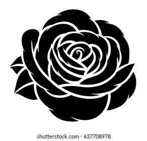 Flower rose, black and white. Isolated on white background. Vector illustration.