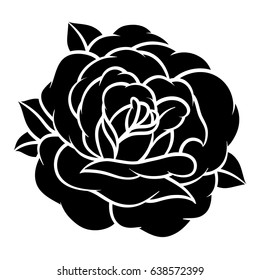 Flower rose, black and white. Isolated on white background. Vector illustration.