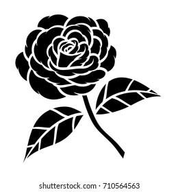 Flower rose, black and white. Isolated on white background. Vector illustration.