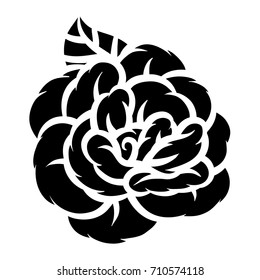 Flower rose, black and white. Isolated on white background. Vector illustration.