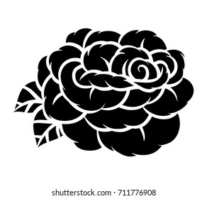 Flower rose, black and white. Isolated on white background. Vector illustration.