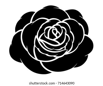 Flower rose, black and white. Isolated on white background. Vector illustration.