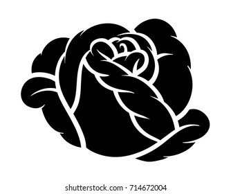 Blume Rose, schwarz-weiß. Einzeln auf weißem Hintergrund. Vektorillustration.