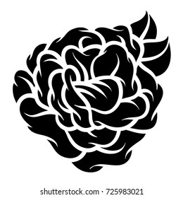 Flower rose, black and white. Isolated on white background. Vector illustration.