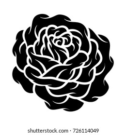 Flower rose, black and white. Isolated on white background. Vector illustration.