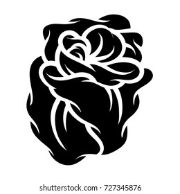 Flor rosa, blanco y negro. Aislado sobre fondo blanco. Ilustración vectorial.