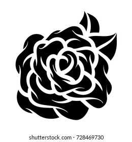 Flower rose, black and white. Isolated on white background. Vector illustration.