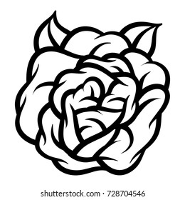 Flower rose, black and white. Isolated on white background. Vector illustration.
