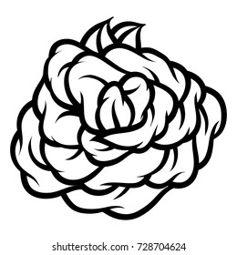 Flower rose, black and white. Isolated on white background. Vector illustration.