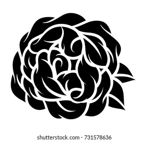 Flower rose, black and white. Isolated on white background. Vector illustration.