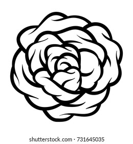 Flower rose, black and white. Isolated on white background. Vector illustration.
