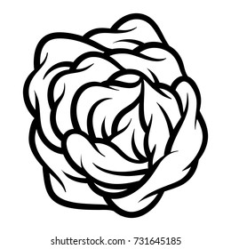Flower rose, black and white. Isolated on white background. Vector illustration.