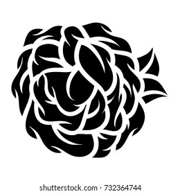 Flower rose, black and white. Isolated on white background. Vector illustration.